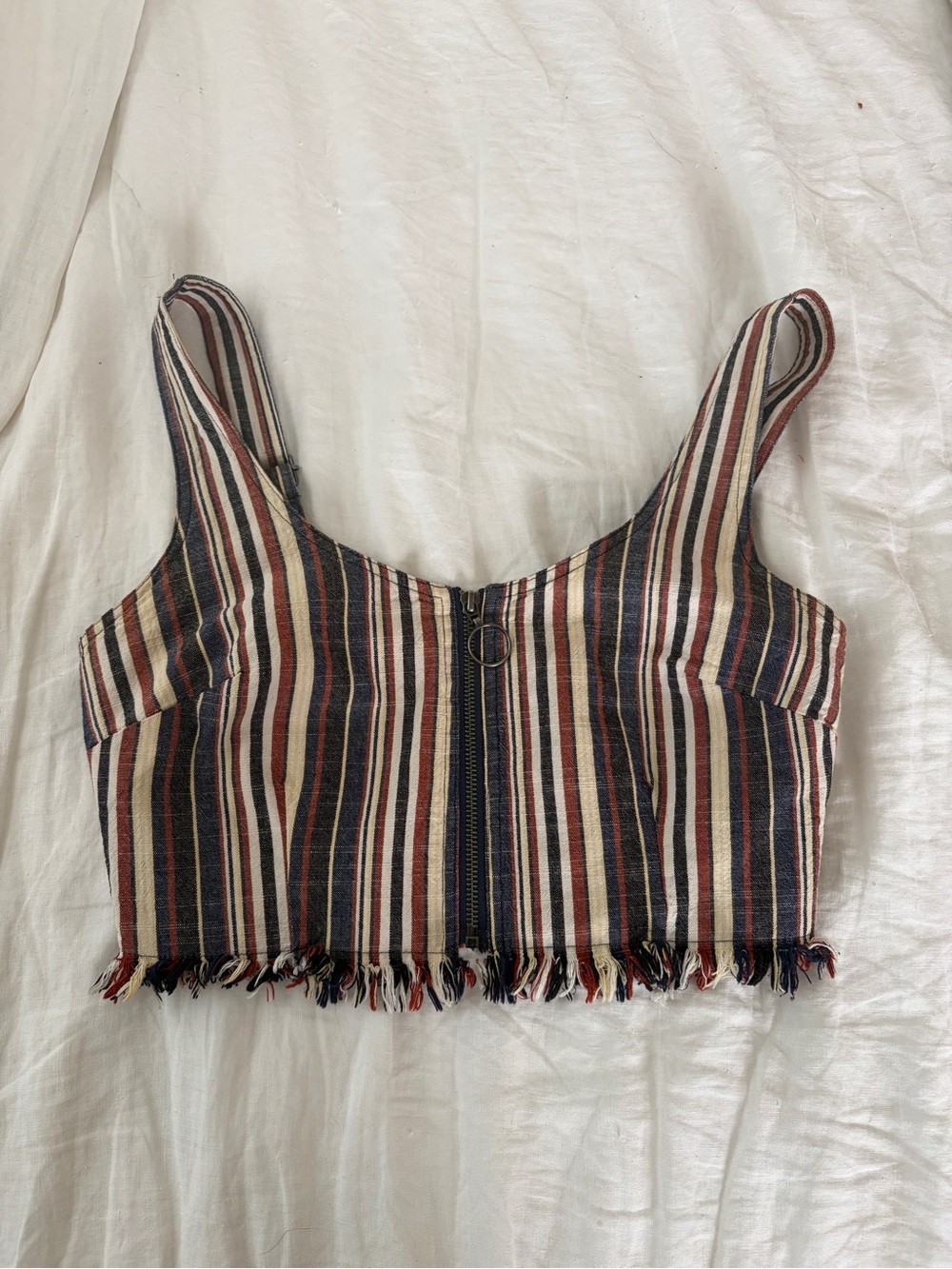 Afends Mimi Striped Zip-Front Crop Top